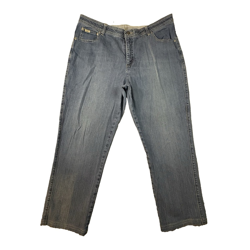 VTG‎ Lee Women's 20WM (40x28) Blue Comfort Waist Stretch Straight Leg Jeans